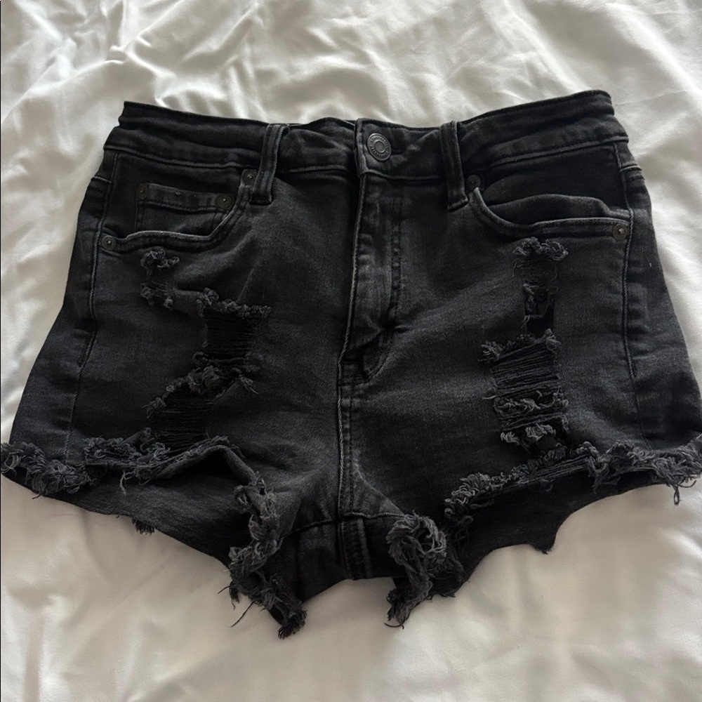 Aeropostale Black High Rise Denim Shorts